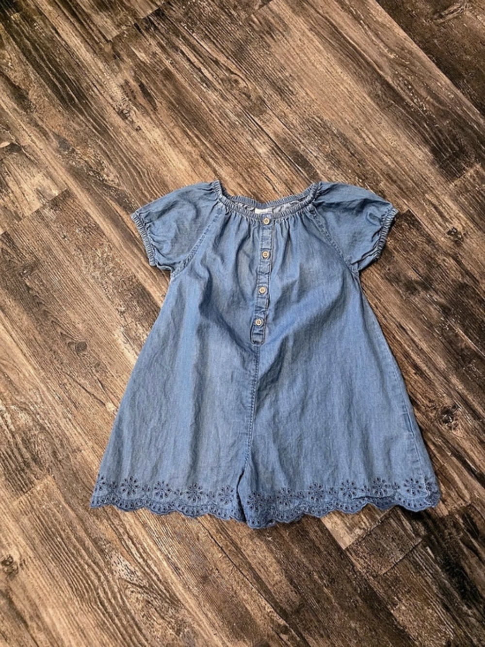 Girls' Blue Chambray Romper